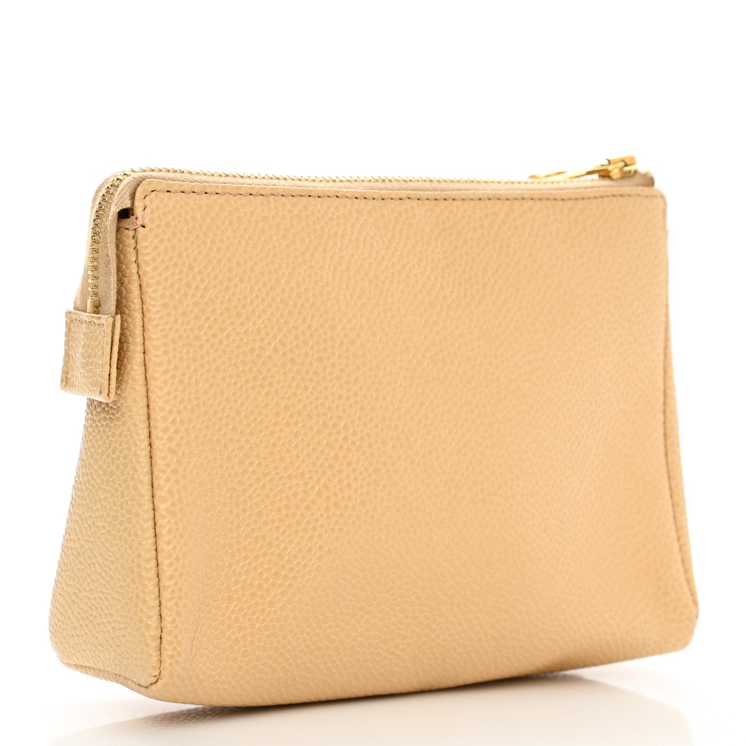 Chanel Caviar Timeless CC Cosmetic Pouch Beige 3 of 9