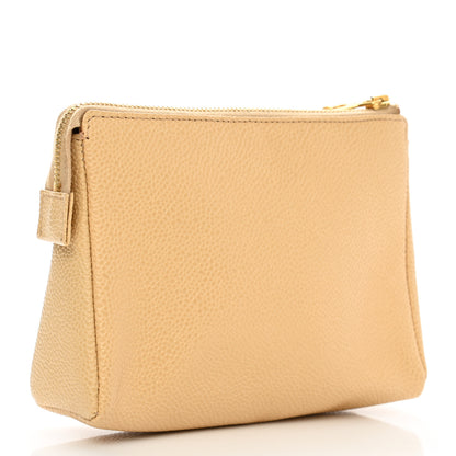 Chanel Caviar Timeless CC Cosmetic Pouch Beige 3 of 9