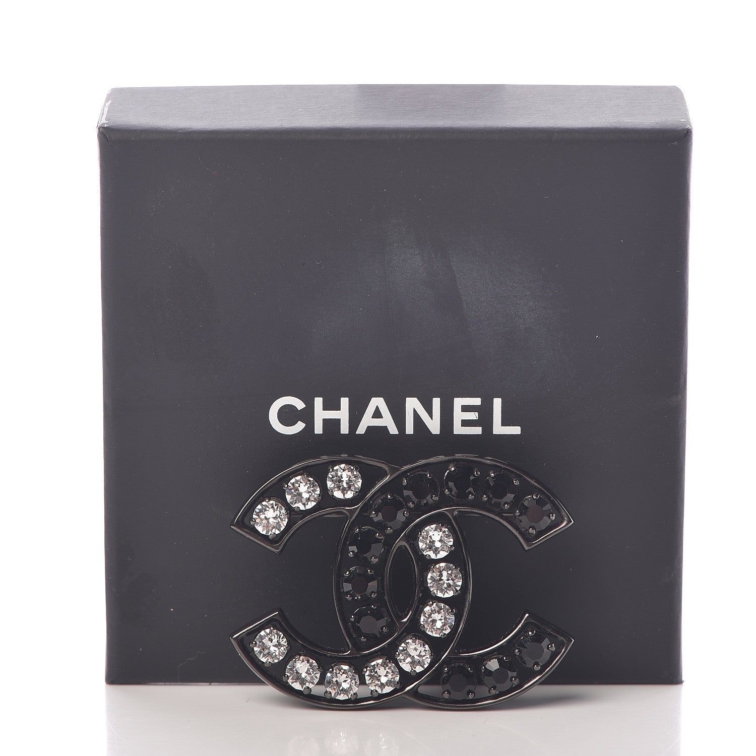 Chanel Ruthenium Crystal CC Brooch Black 5 of 5