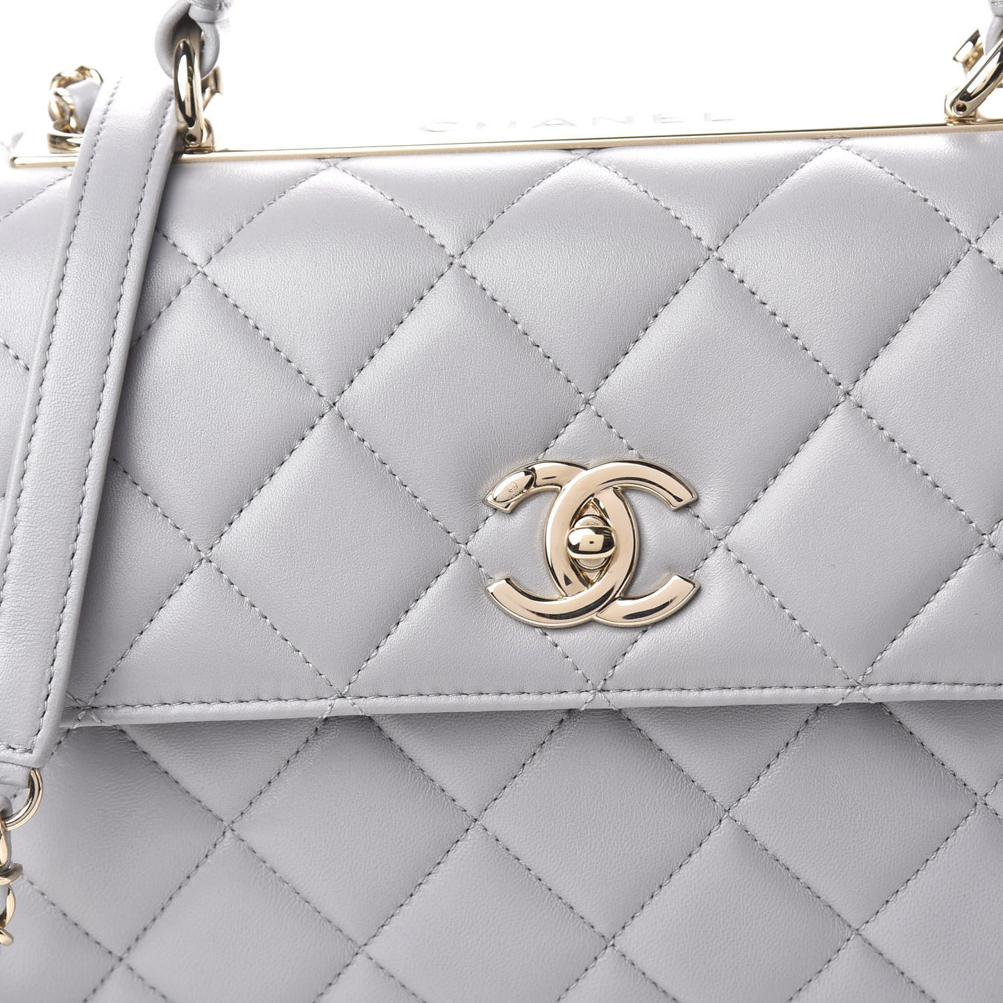 Lambskin Quilted Small Trendy CC Flap Dual Handle Bag Grey