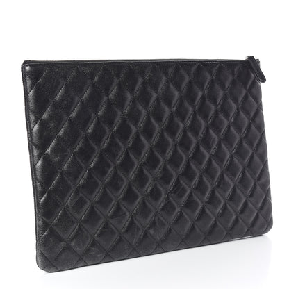 Chanel Metallic Lambskin Star Embossed Large Cosmetic Pouch Black 3 of 10