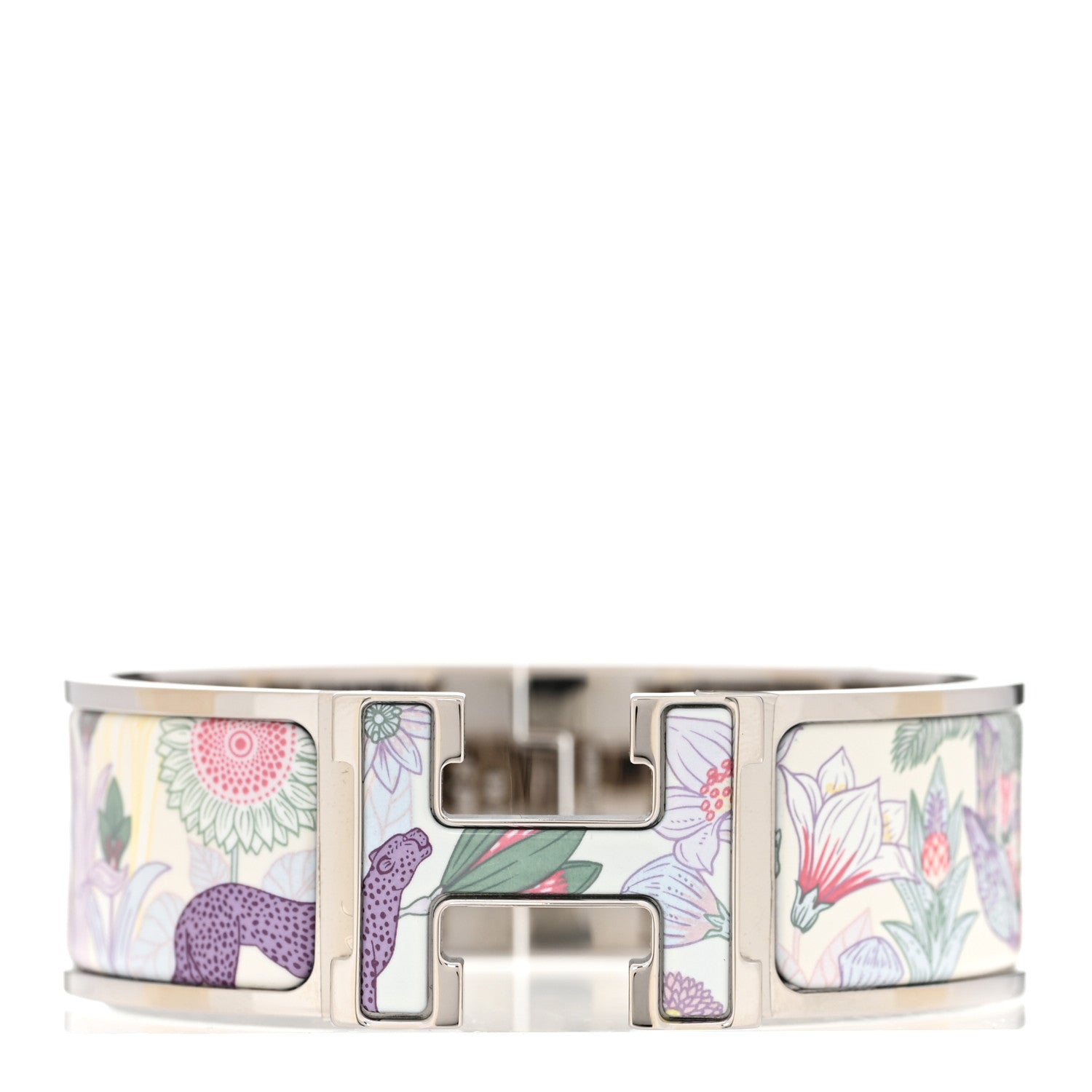 Hermes Enamel Printed Wide Precious Paradise Clic Clac H Bracelet PM Jasmin 1 of 5