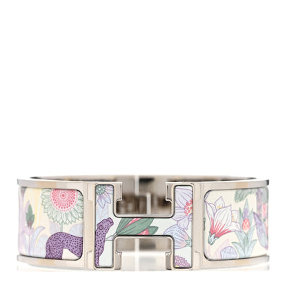 Hermes Enamel Printed Wide Precious Paradise Clic Clac H Bracelet PM Jasmin 1 of 5