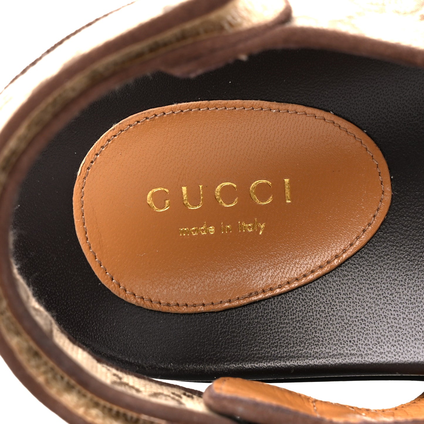Monogram Kid Scamosciato Double G Womens Dad Sandals 35 Beige Ebony New Acero