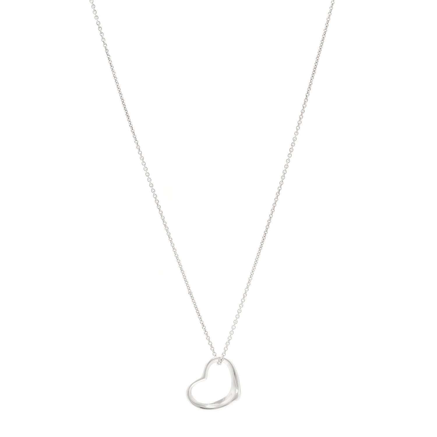 Tiffany Sterling Silver 22mm Elsa Peretti Open Heart Pendant Necklace 1 of 5