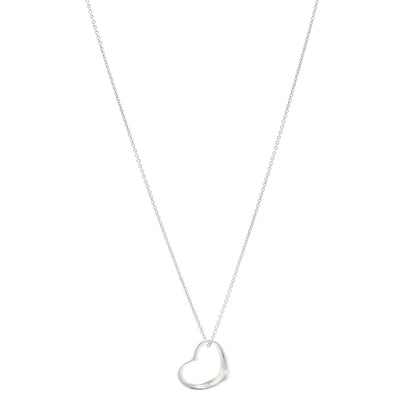 Tiffany Sterling Silver 22mm Elsa Peretti Open Heart Pendant Necklace 1 of 5