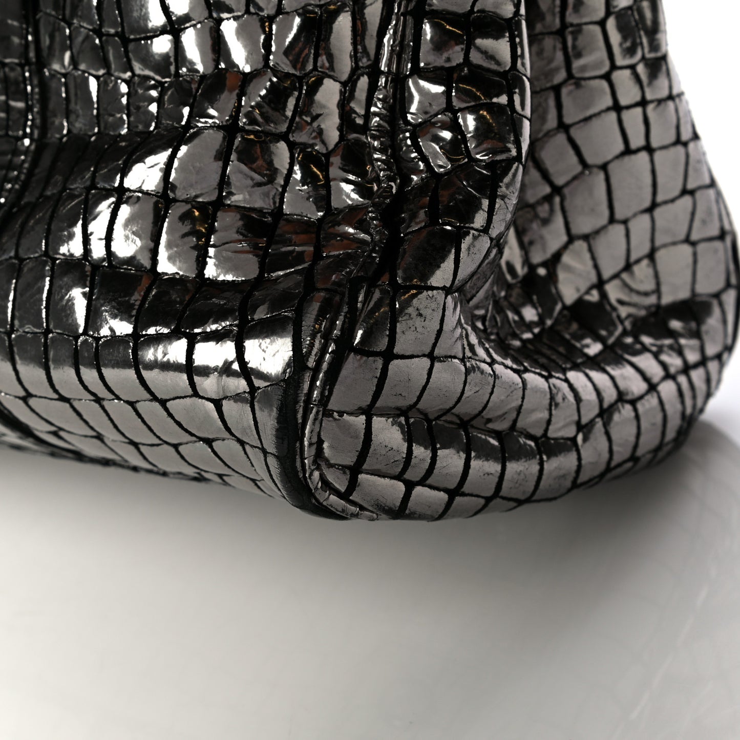 Metallic Crocodile Embossed Calfskin Bayswater Silver