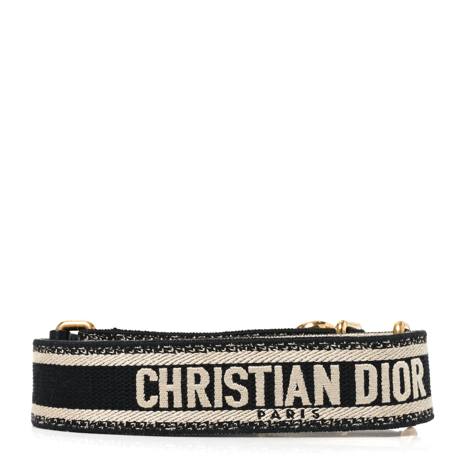 Christian Dior Canvas Embroidered Shoulder Strap Black 2 of 4