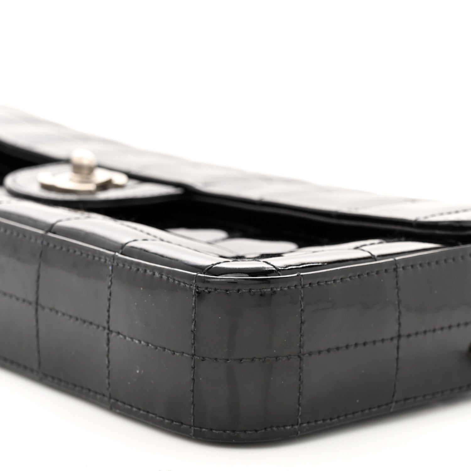 Chanel Patent Quilted East West Chocolate Bar Flap Black 10 of 11