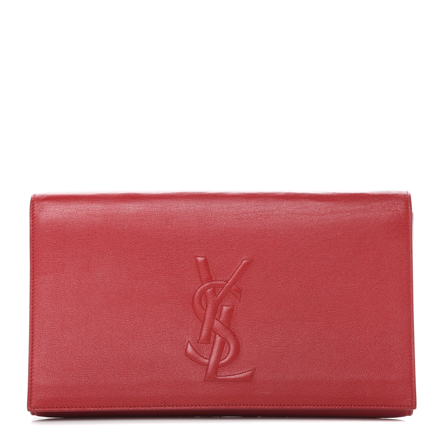 Saint Laurent Calfskin Monogram Large Belle De Jour Clutch Red 1 of 11