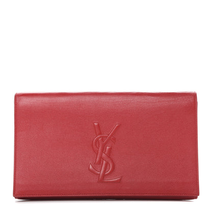 Saint Laurent Calfskin Monogram Large Belle De Jour Clutch Red 1 of 11