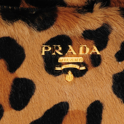 Prada Calf Hair Leopard Print Clutch Wristlet Miele Moro 5 of 9