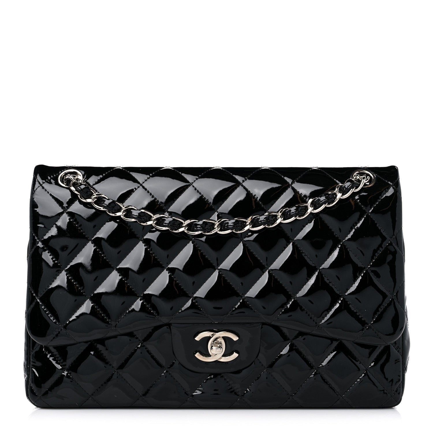 Chanel Patent Quilted Jumbo Double Flap Black 1 of 14