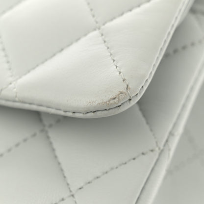 Chanel Lambskin Quilted Medium Double Flap Light Blue 13 of 14