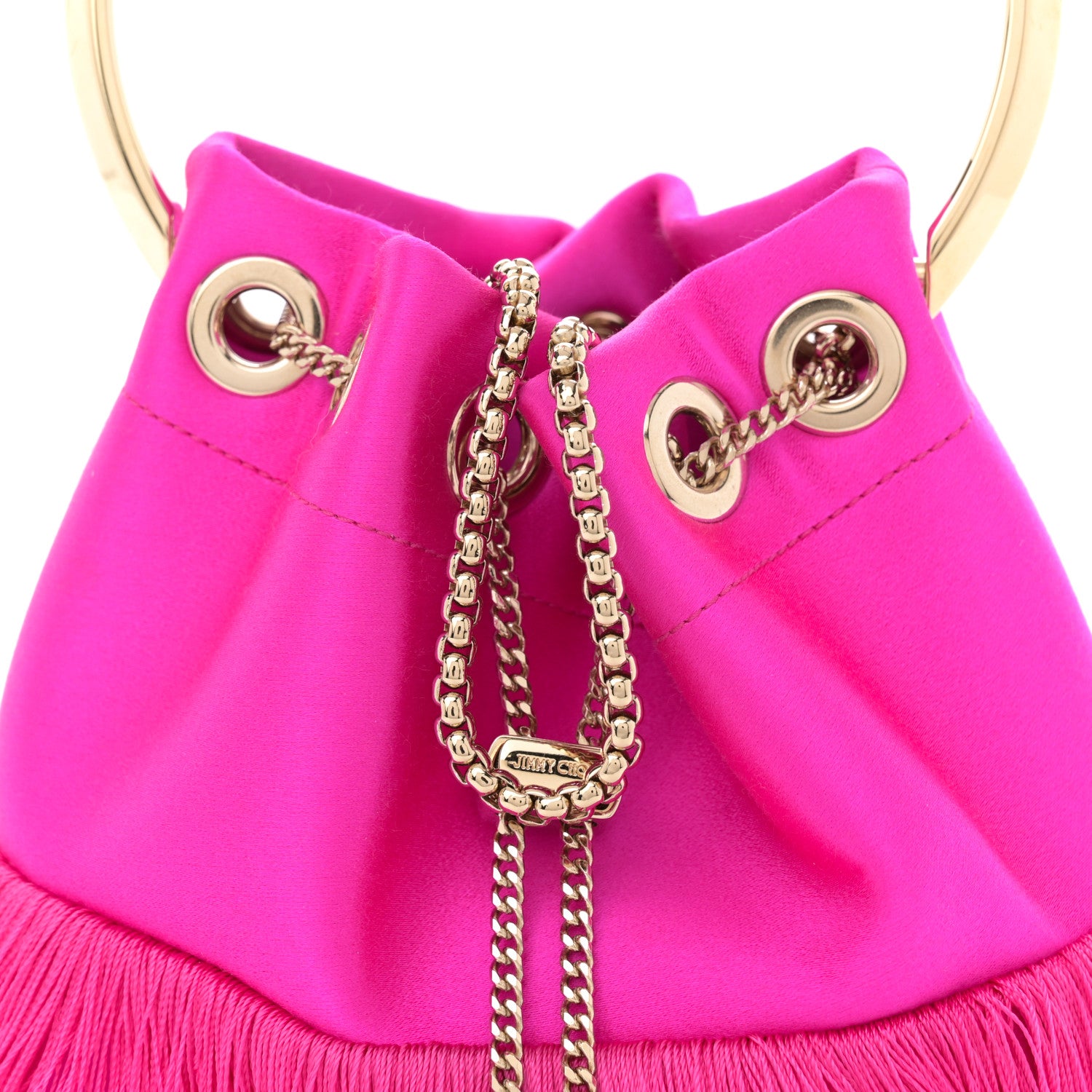 Jimmy Choo Satin Fringe Bon Bon Bag Fuchsia 7 of 11