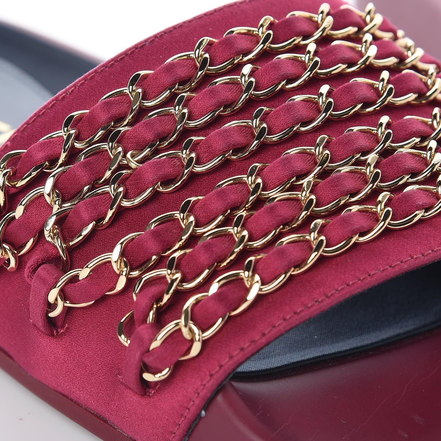 Chanel Satin Chain Flat Sandals 35 Dark Fuchsia 10 of 11