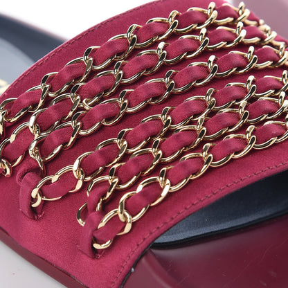 Chanel Satin Chain Flat Sandals 35 Dark Fuchsia 10 of 11