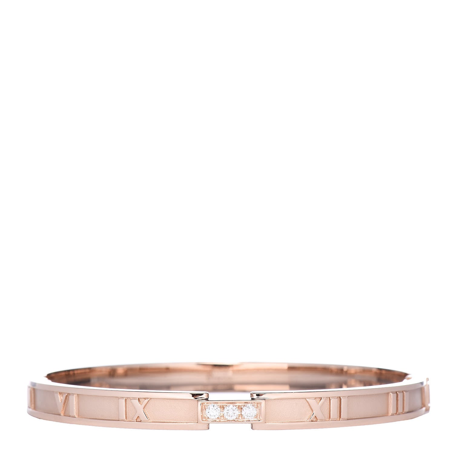 Tiffany 18K Rose Gold Diamond Atlas Closed Hinged Bangle Bracelet 1 of 5