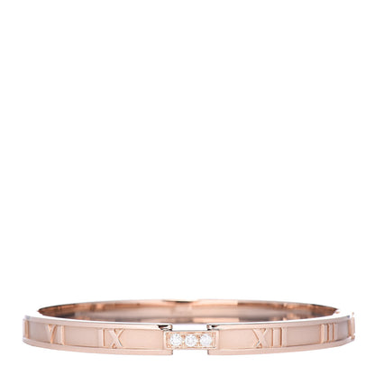 Tiffany 18K Rose Gold Diamond Atlas Closed Hinged Bangle Bracelet 1 of 5