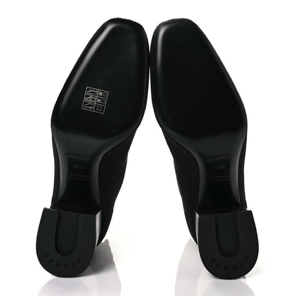 Hermes Knit Calfskin Volver Ankle Boots 37.5 Black 10 of 16
