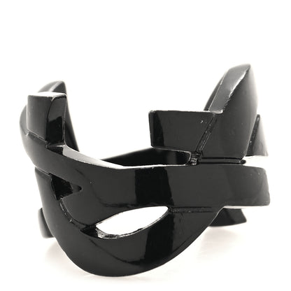 Saint Laurent Brass Monogram Cassandre Ring Black 1 of 4