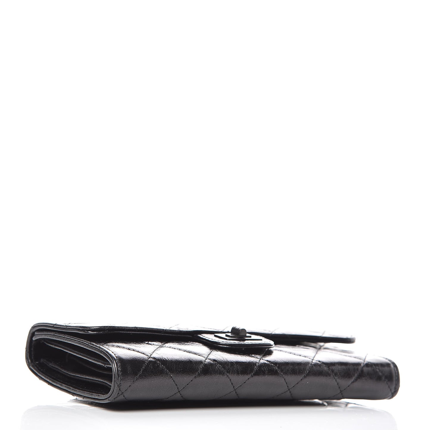 Glazed Calfskin Quilted Reissue Long Flap Wallet So Black