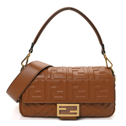 Fendi Nappa FF 1974 Embossed Baguette Brandy 1 of 11