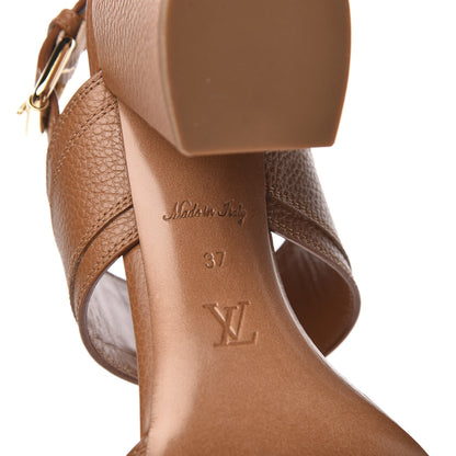 Louis Vuitton Grained Calfskin Horizon Sandals 37 Cognac Brown 6 of 9