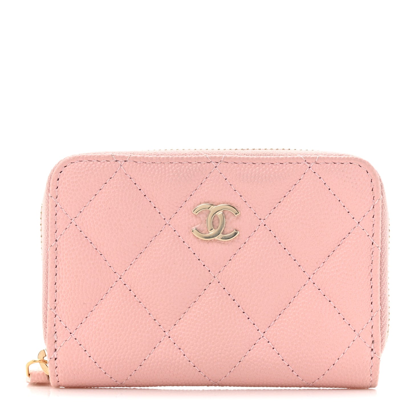 Caviar Quilted Zip Coin Purse Light Pink