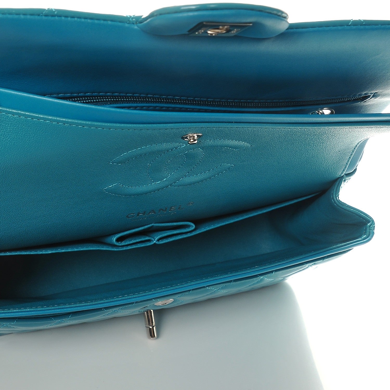 Chanel Patent Calfskin Quilted Medium Double Flap Turquoise 5 of 7
