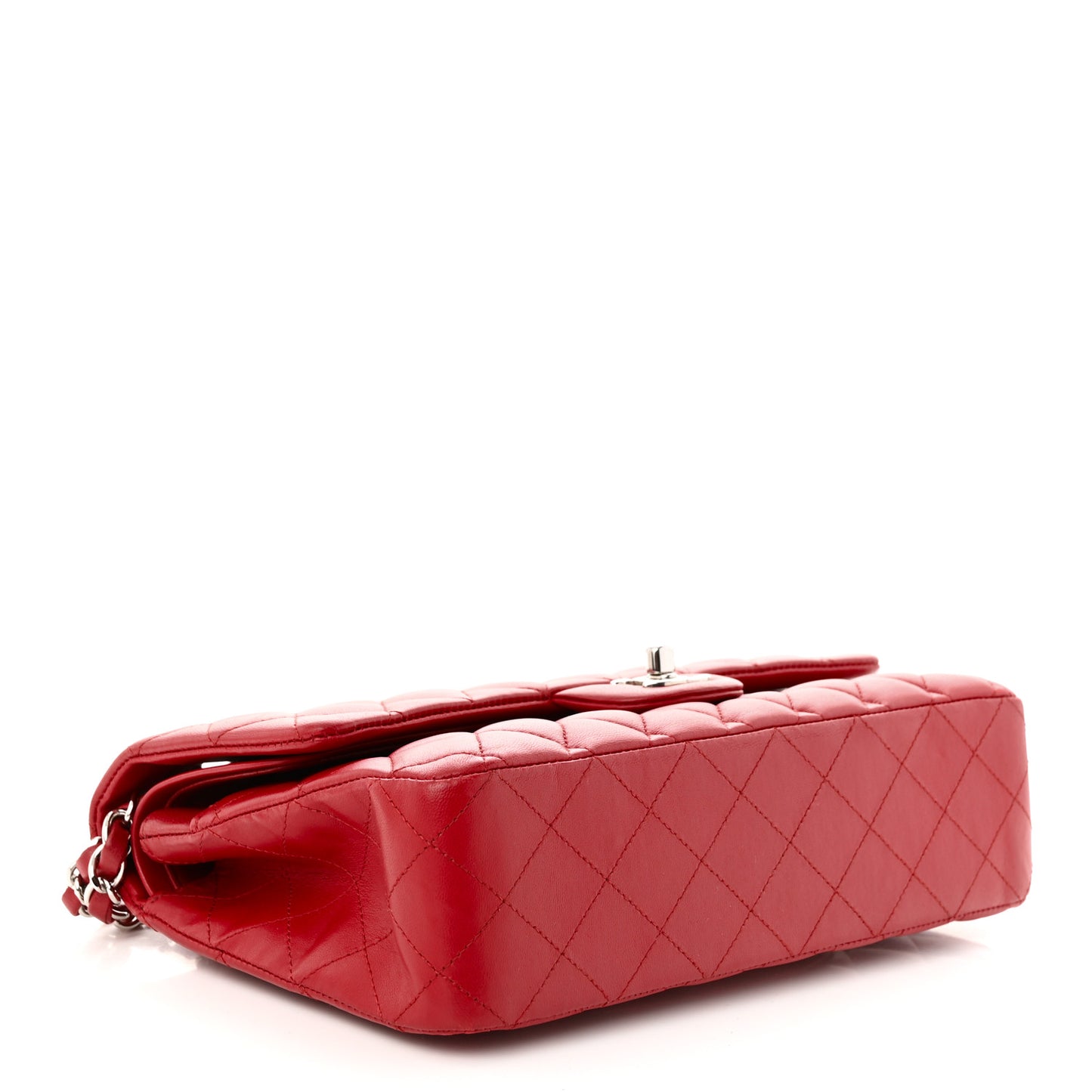 Lambskin Quilted Medium Double Flap Red