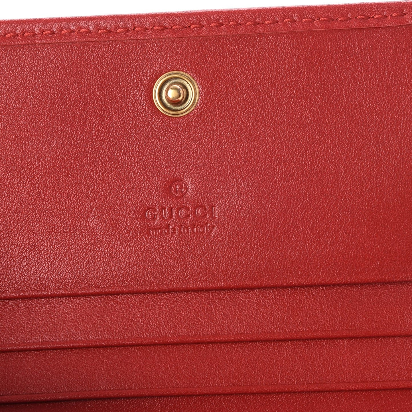Calfskin Matelasse GG Marmont Card Case Wallet Hibiscus Red