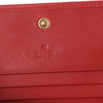 Gucci Calfskin Matelasse GG Marmont Card Case Wallet Hibiscus Red 6 of 9