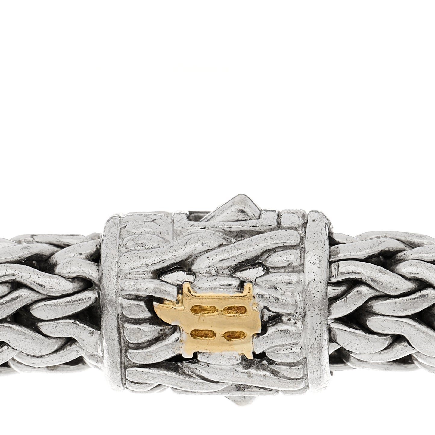 Sterling Silver 18K Yellow Gold Diamond 7.5mm Classic Chain Bracelet