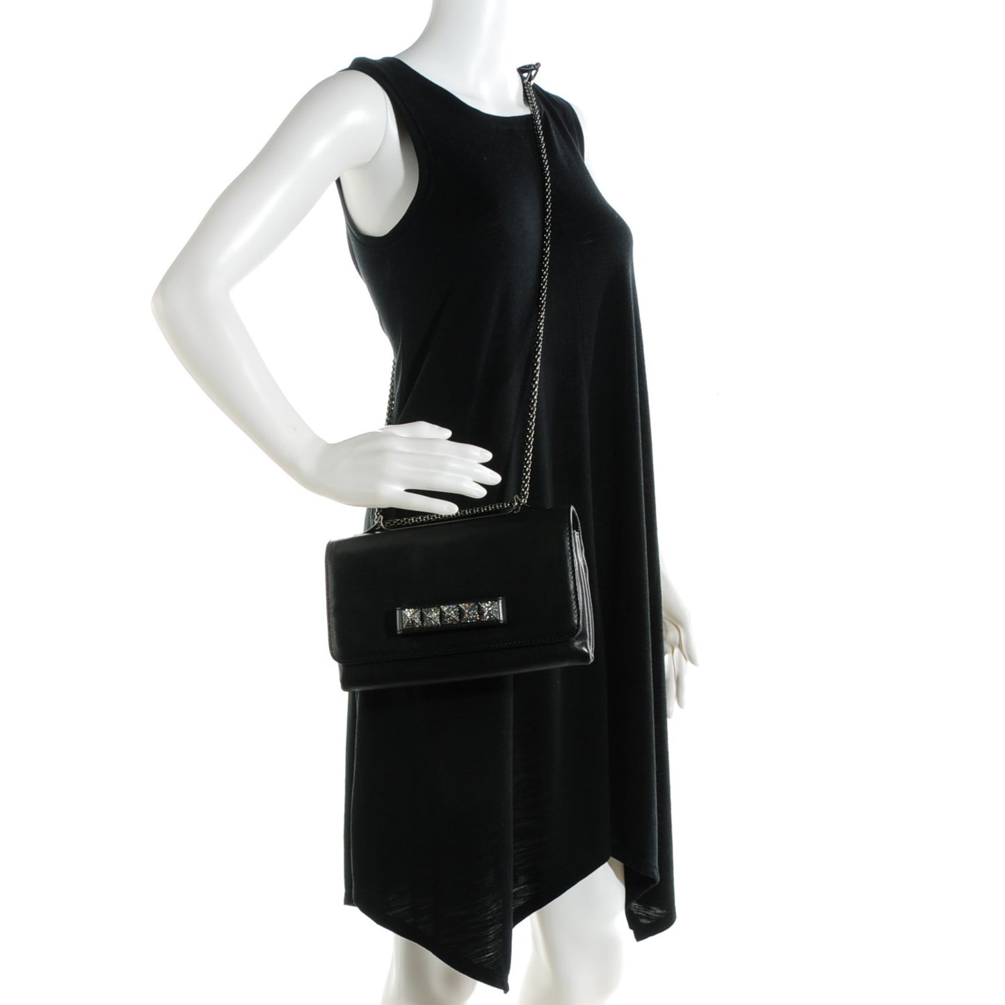 Nappa Crystal Encrusted Studs Va Va Voom Shoulder Bag Black