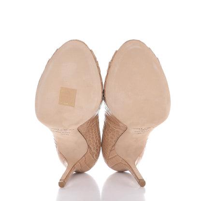 Jimmy Choo Calfskin Croc Embossed Valika Peep Toe Pumps Heels 38.5 Beige 7 of 10