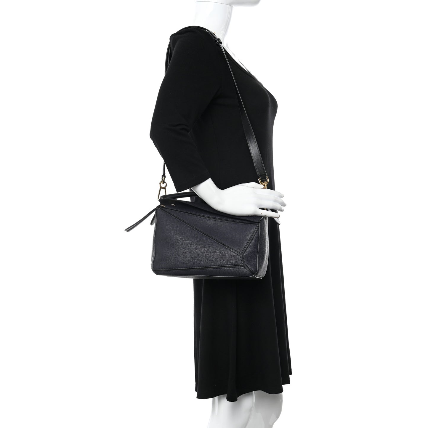 Calfskin Small Puzzle Bag Midnight Blue Black