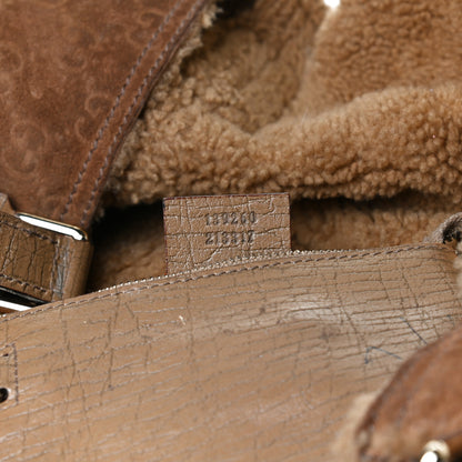 Gucci Suede Shearling Guccissima Large Jolicoeur Tote Tan 7 of 17