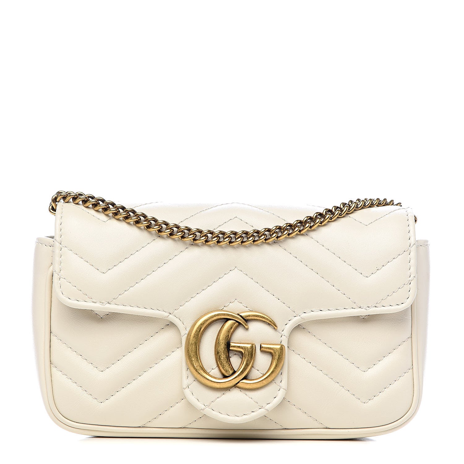 Gucci Calfskin Matelasse Super Mini GG Marmont Shoulder Bag White 1 of 12
