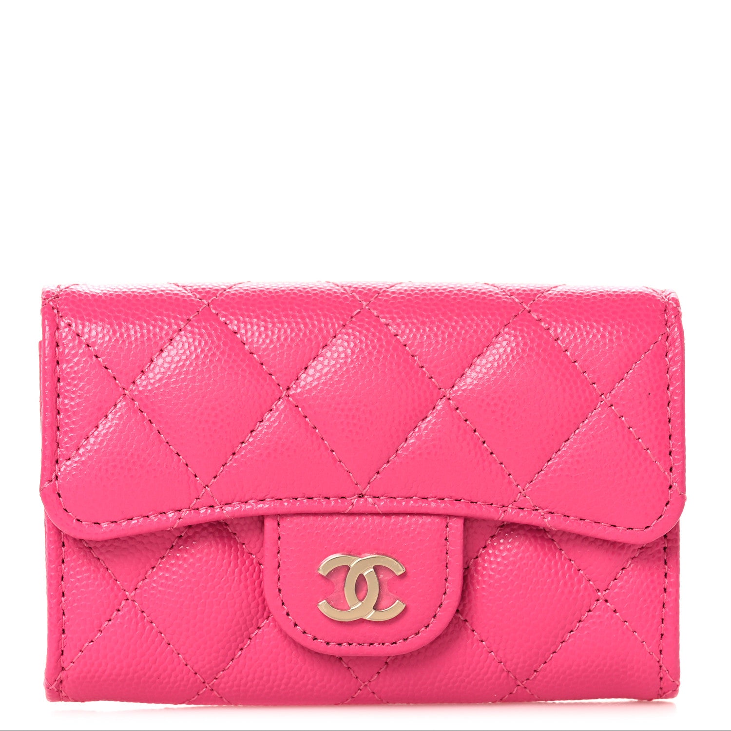 Chanel Caviar Quilted Flap Card Holder Wallet Dark Pink 1 of 9
