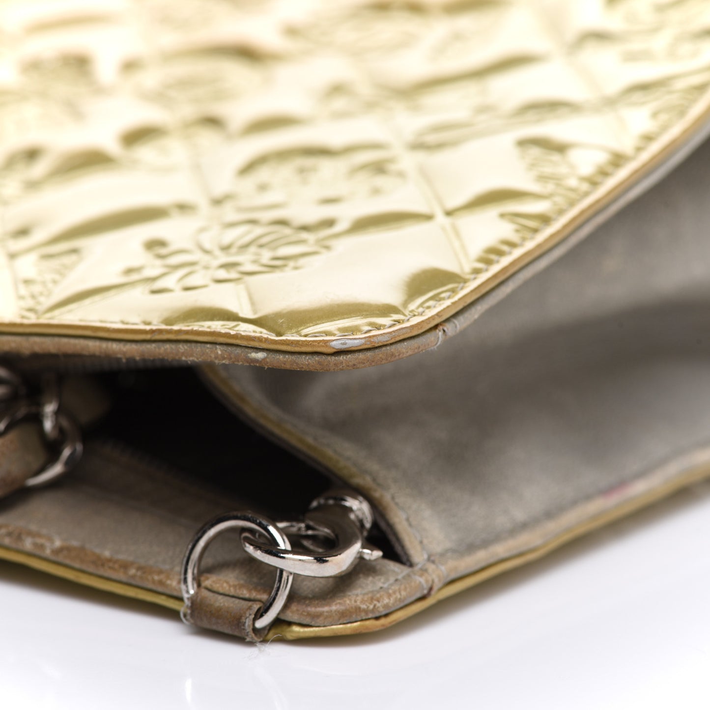 Patent Calfskin Lucky Symbols Pochette Gold