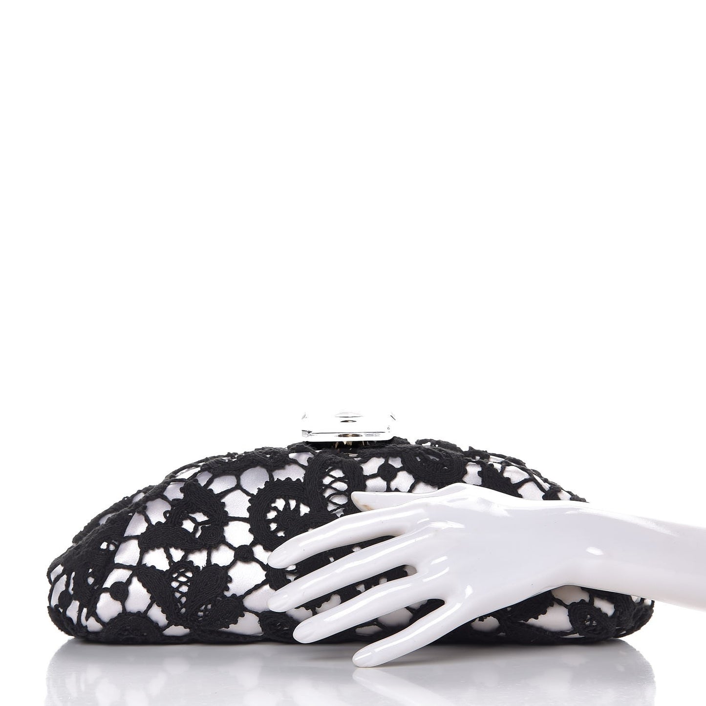 Lace Timeless Perfume Bottle Top Clutch Black White