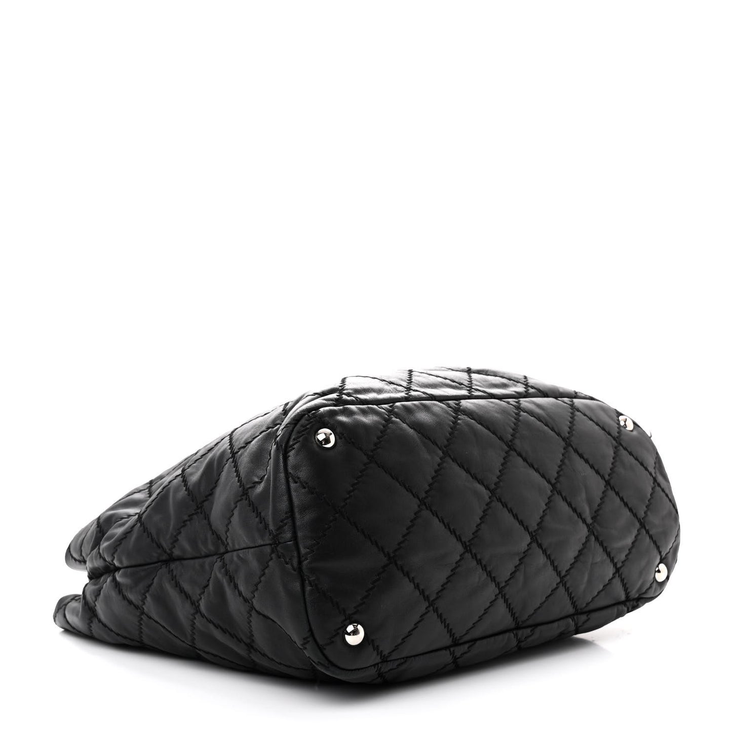 Lambskin Stitched Shopper Tote Black