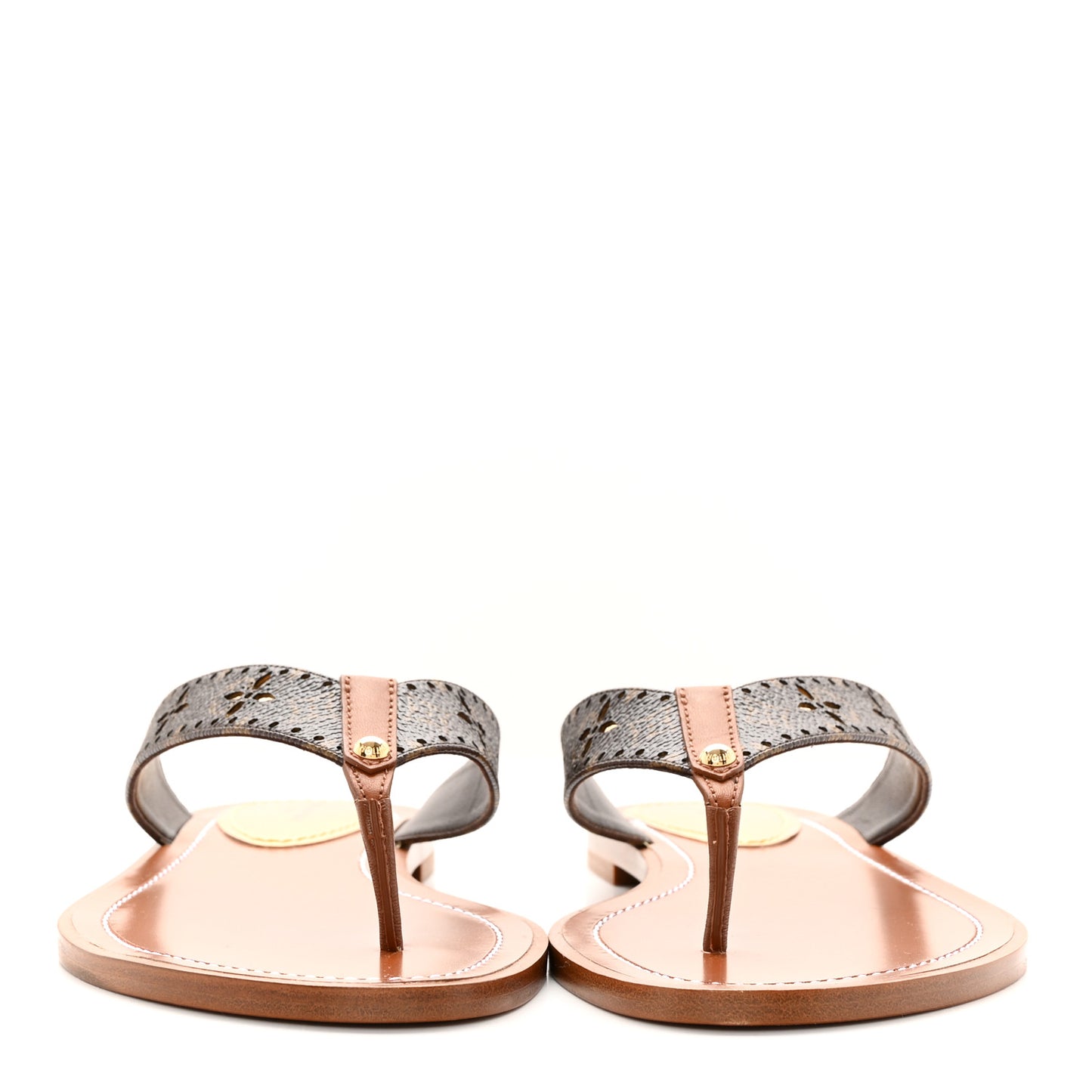 Monogram Sunny Flat Thong Sandals 38.5 Brown