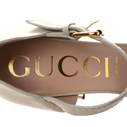 Gucci Nappa Charlotte Horsebit Cross Strap 95mm Sandals 41 Mystic White 9 of 11
