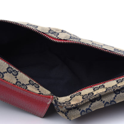 Gucci GG Monogram Web Double Pocket Belt Bag Navy Red 4 of 5