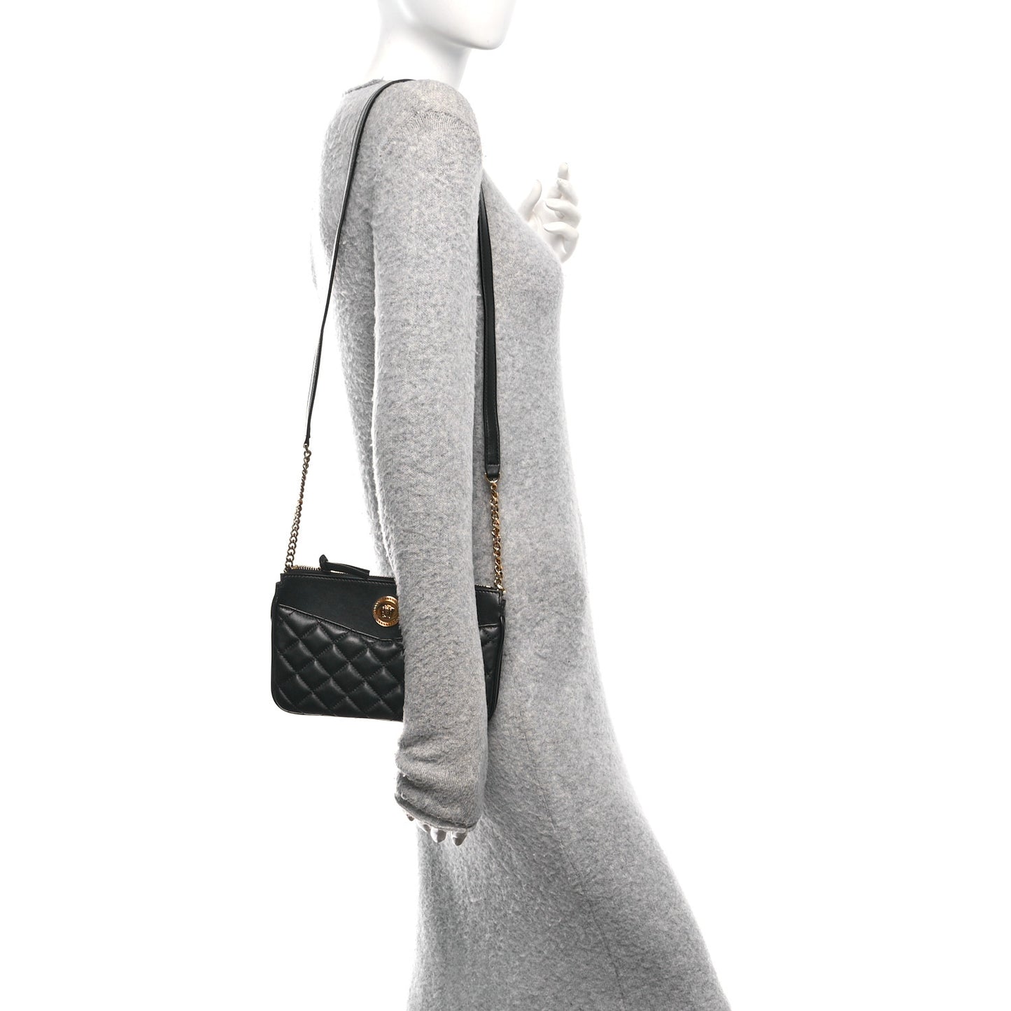 Nappa Quilted La Medusa Shoulder Bag Black