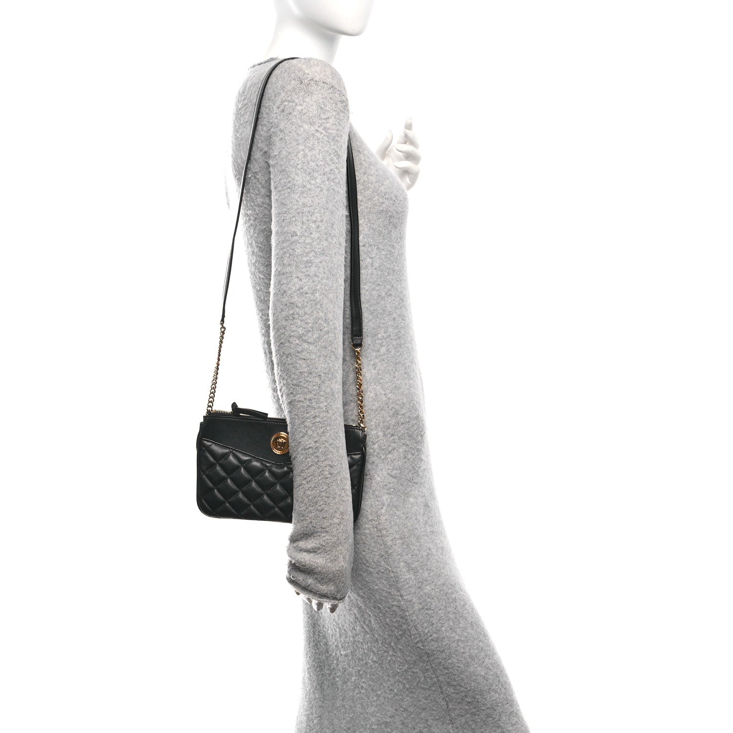 Versace Nappa Quilted La Medusa Shoulder Bag Black 2 of 9
