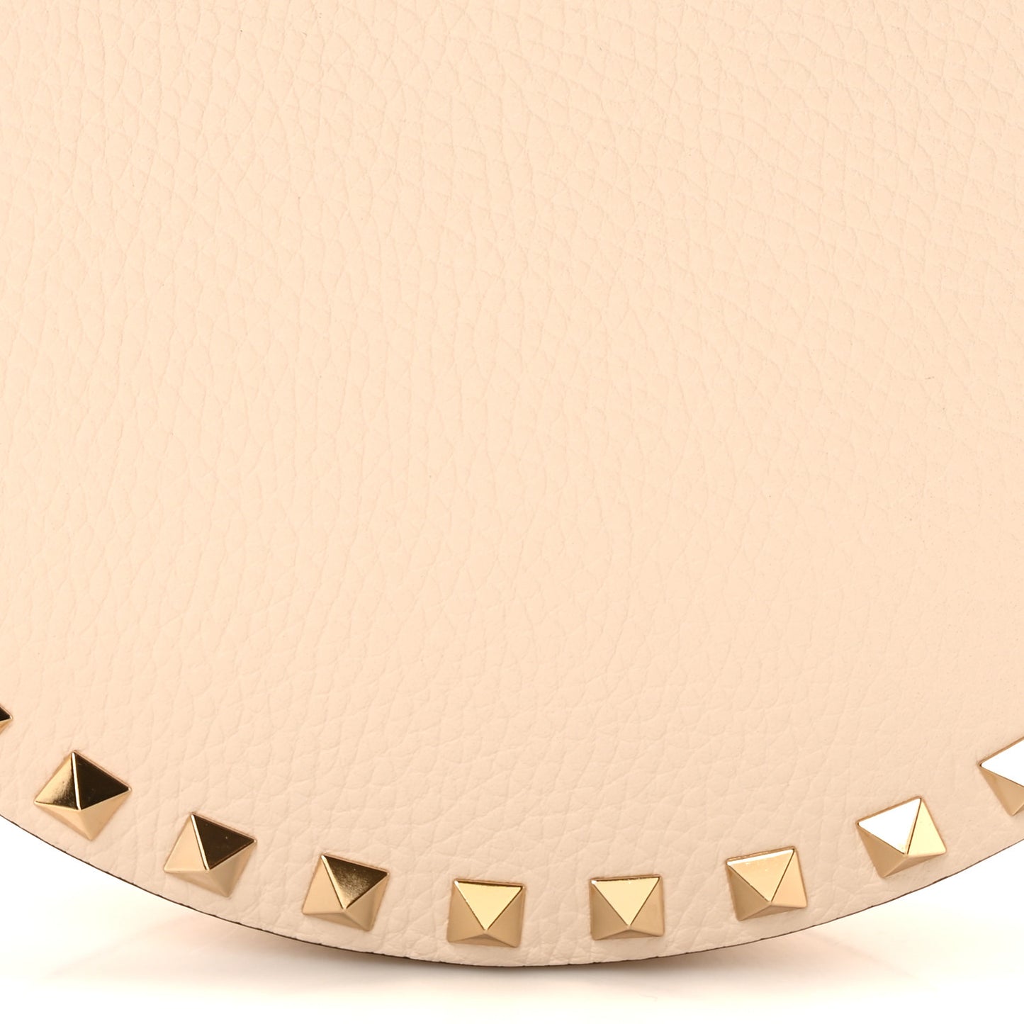 Grainy Calfskin Mini Rockstud Hobo Ivory