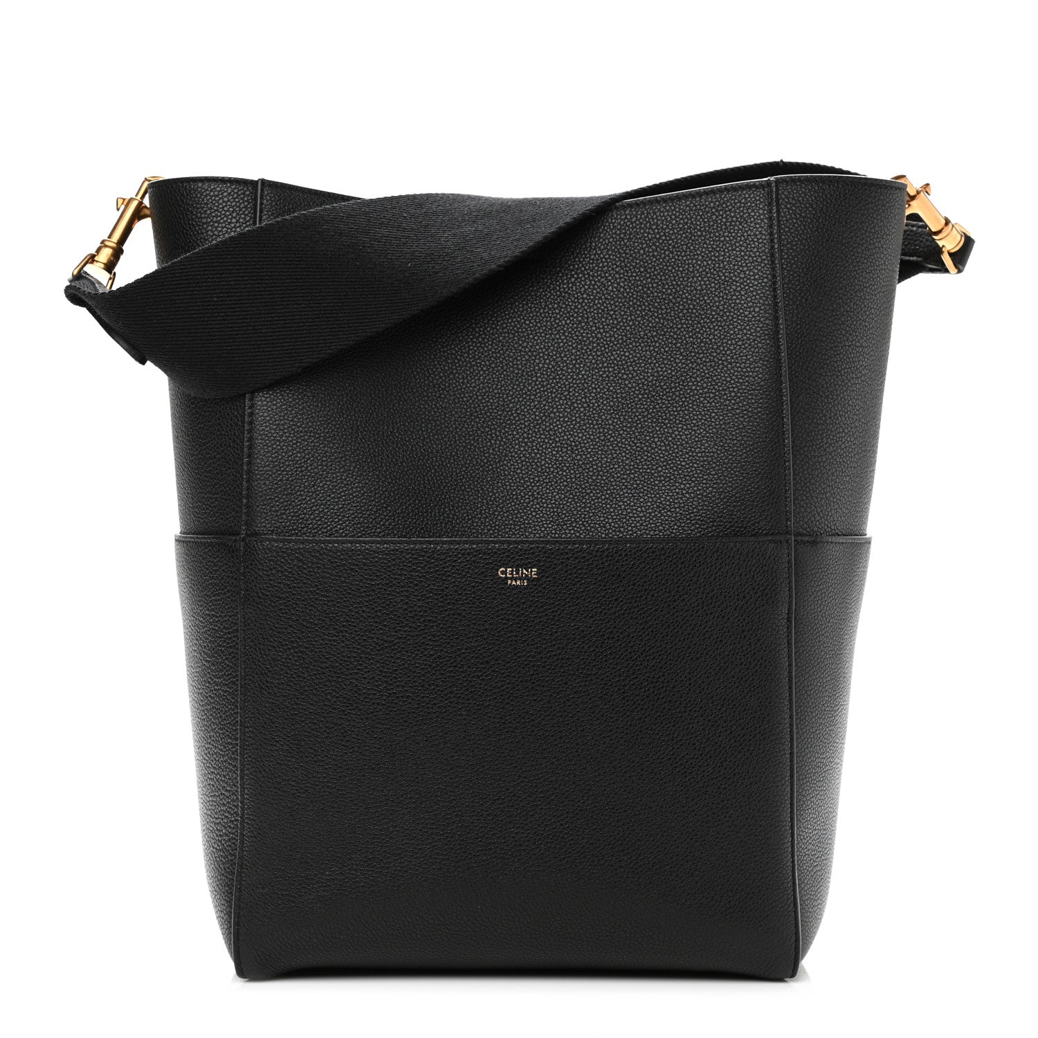 Celine Soft Grained Calfskin Sangle Bucket Bag Black 1 of 8
